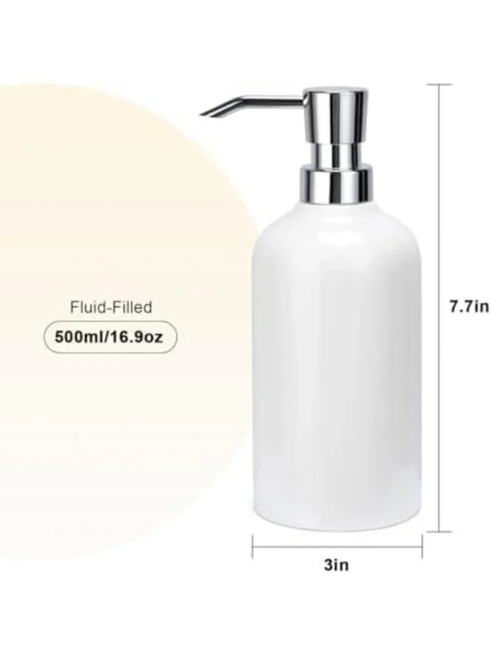 Stylish Ceramic White Soap Dispenser Set - 2 Pcs, 16.9oz for Kitchen & Bathroom